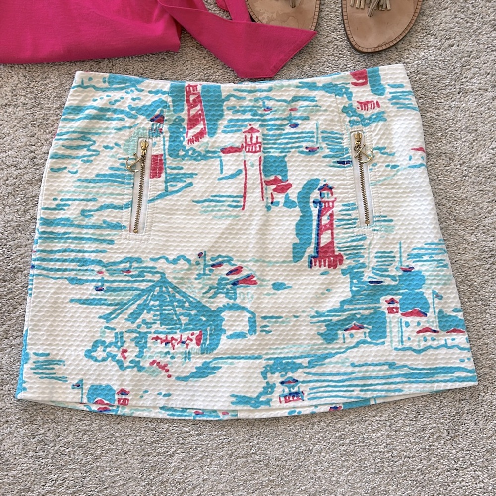 Lilly Pulitzer Tate Mini Skirt Watch Out Lighthouse - Picture 2 of 6